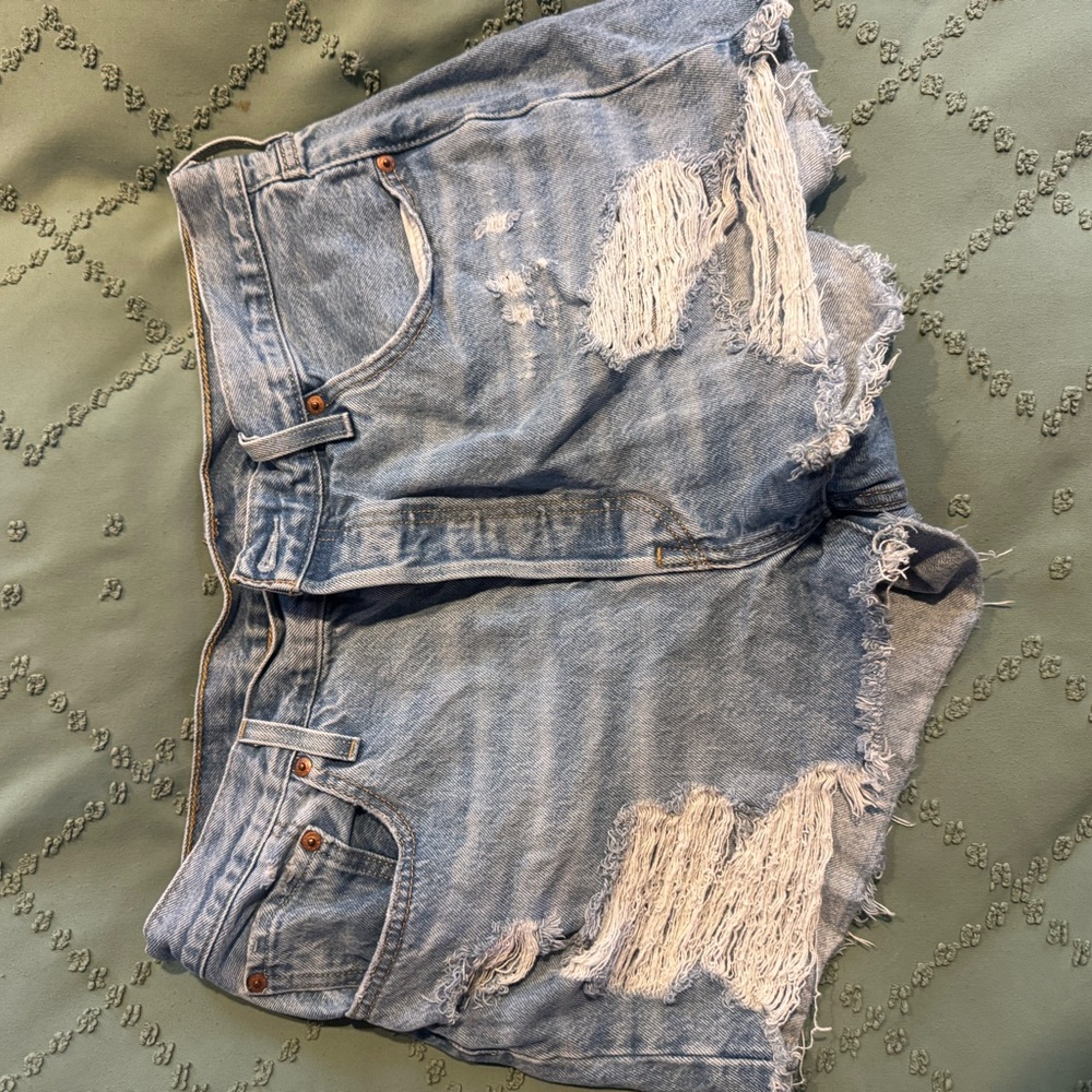 Levi's Light Blue Distressed Jean Shorts
